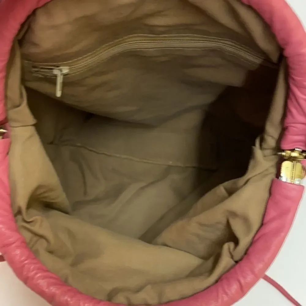 Vintage Valley Girl Pink Leather Clam Shell Crossbdy Bag A27‎